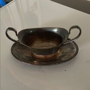 International Silver Company Elegant Silver Gravy Boat with Tray